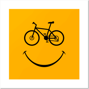 Happy Outdoor Adventure Mountain Trail Bike Smiling Face Posters and Art